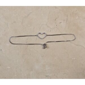 Vintage JCM Sterling Silver CZ Heart Bracelet Adjustable Slide Bead